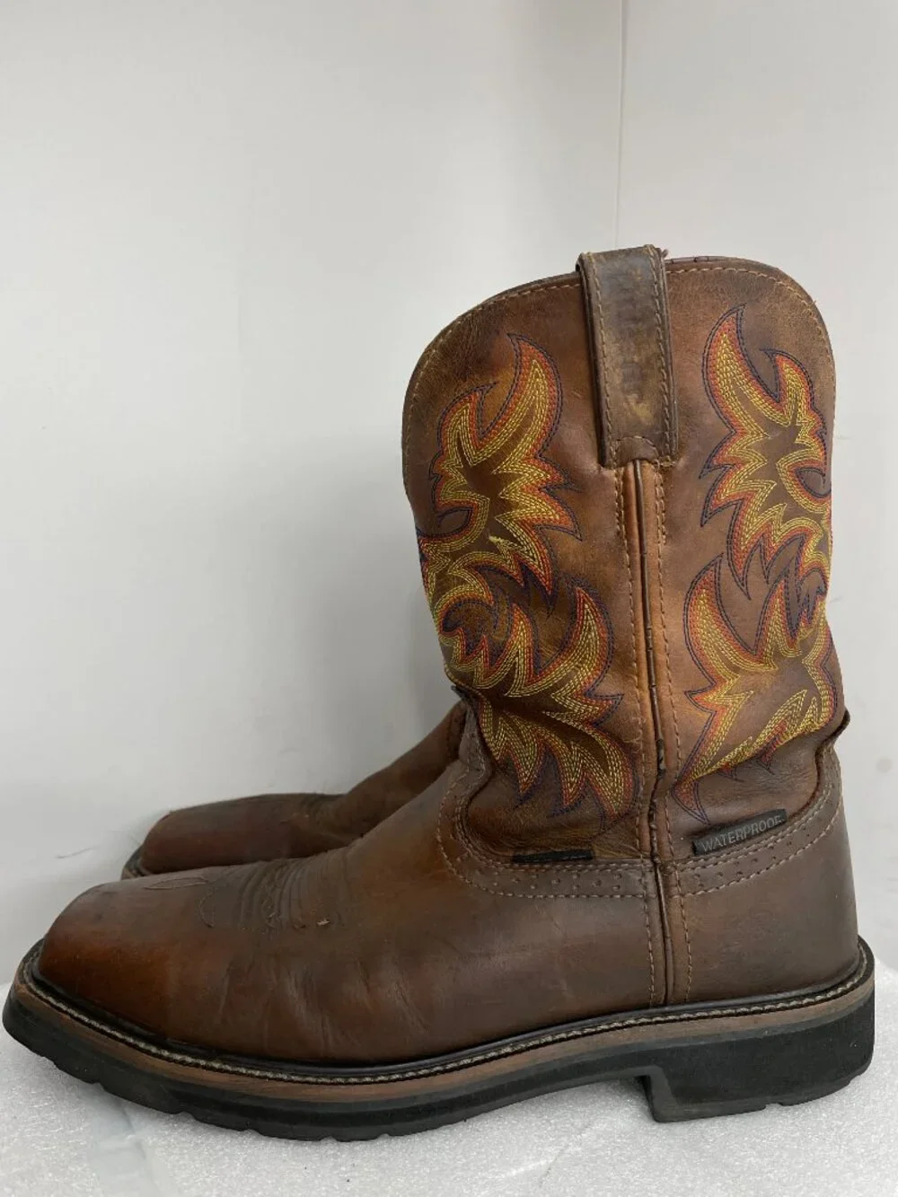 Justin Driller Leather Steel Toe Waterproof Work Western Boots Men's 11.5 D